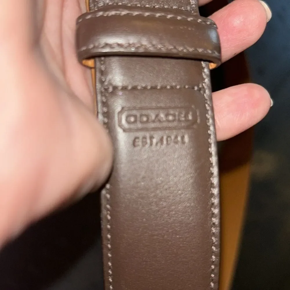 Men’s Coach Brown Gold 38” 95cm Leather Belt Classic​​​​​​​​​​​​​​​​​​​​​
